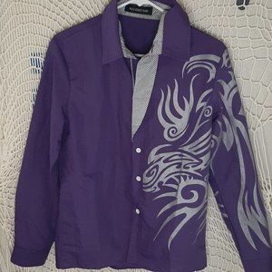 M West St. Haku Purple Button Up w/ Silver Detail